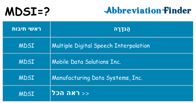 מה הפירוש mdsi