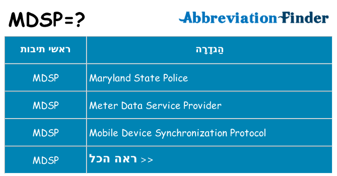 מה הפירוש mdsp