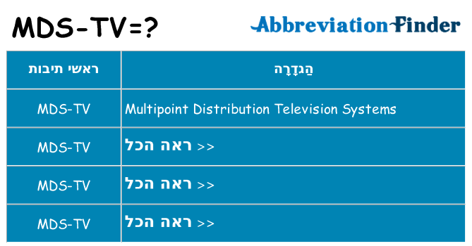 מה הפירוש mds-tv