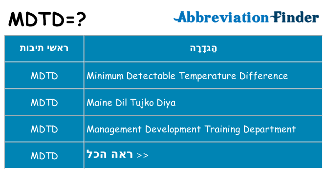 מה הפירוש mdtd
