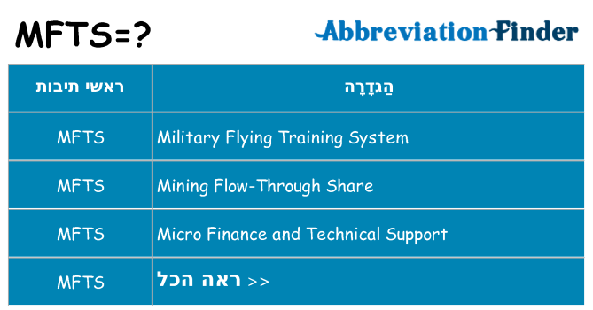 מה הפירוש mfts