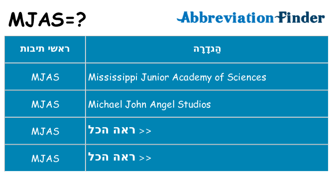 מה הפירוש mjas