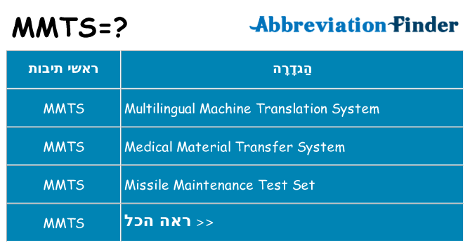 מה הפירוש mmts