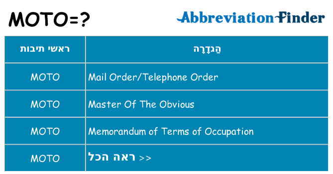 מה הפירוש moto