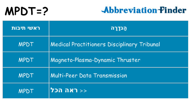 מה הפירוש mpdt