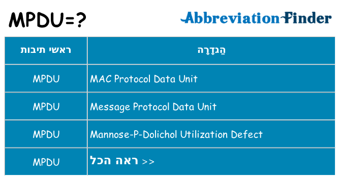 מה הפירוש mpdu