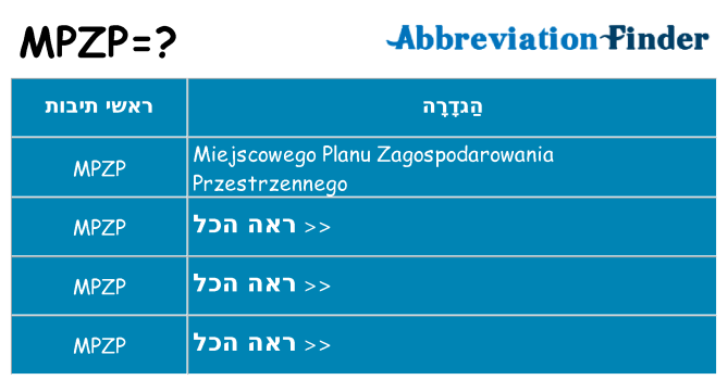 מה הפירוש mpzp