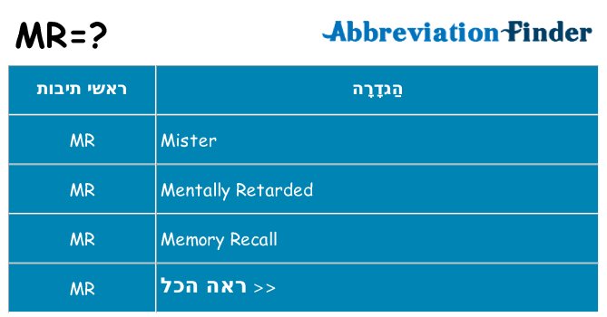 מה הפירוש mr