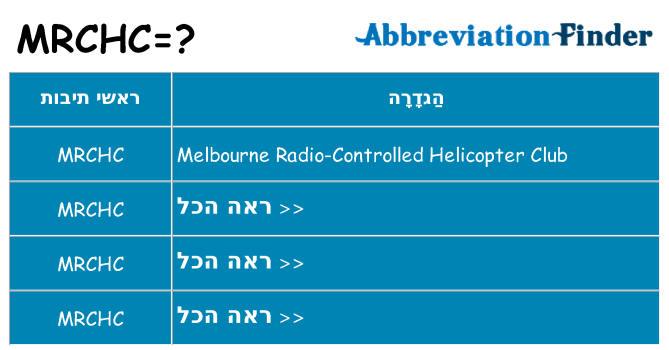 מה הפירוש mrchc