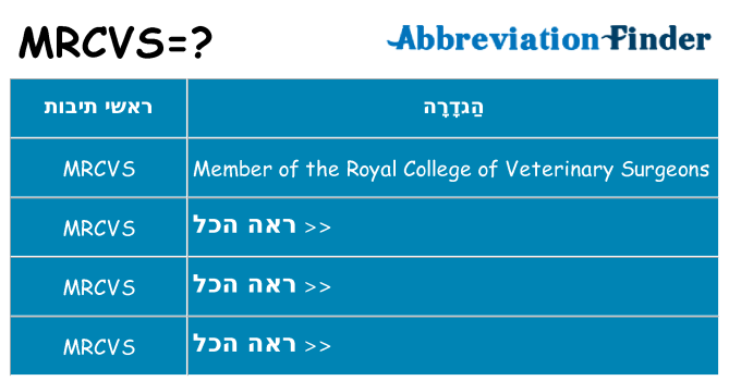 מה הפירוש mrcvs