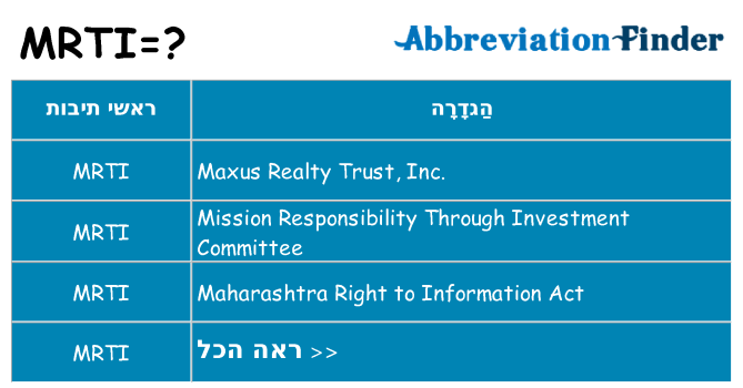 מה הפירוש mrti