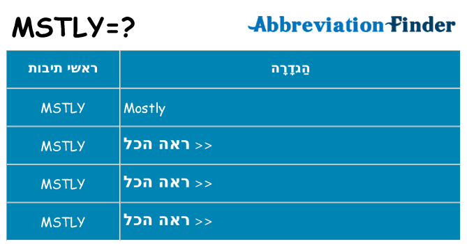 מה הפירוש mstly