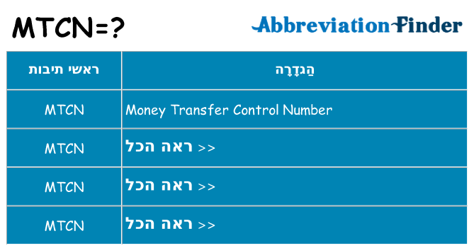 מה הפירוש mtcn