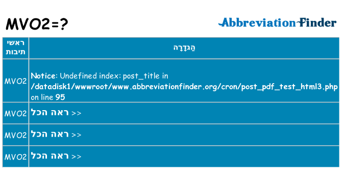 מה הפירוש mvo2