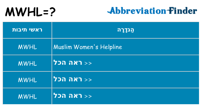 מה הפירוש mwhl