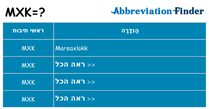 מה הפירוש mxk