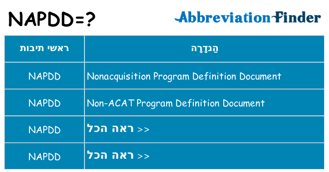 מה הפירוש napdd