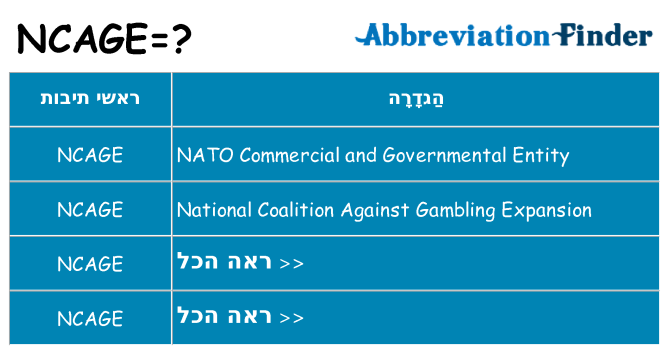 מה הפירוש ncage