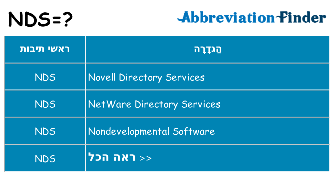 מה הפירוש nds