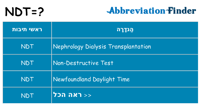 מה הפירוש ndt