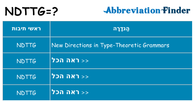מה הפירוש ndttg
