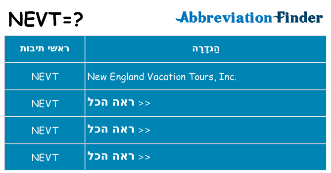 מה הפירוש nevt