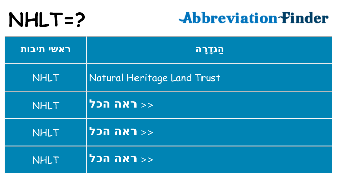 מה הפירוש nhlt