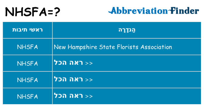 מה הפירוש nhsfa