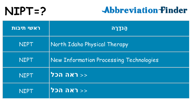 מה הפירוש nipt