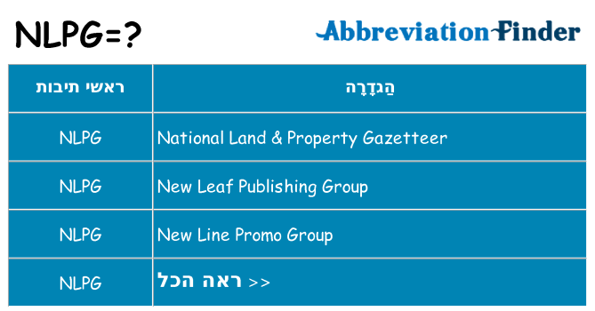 מה הפירוש nlpg