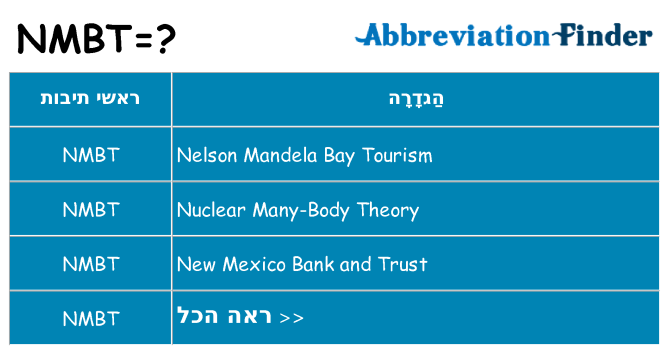 מה הפירוש nmbt