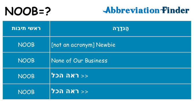 מה הפירוש noob
