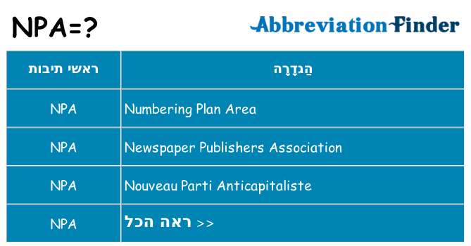 מה הפירוש npa