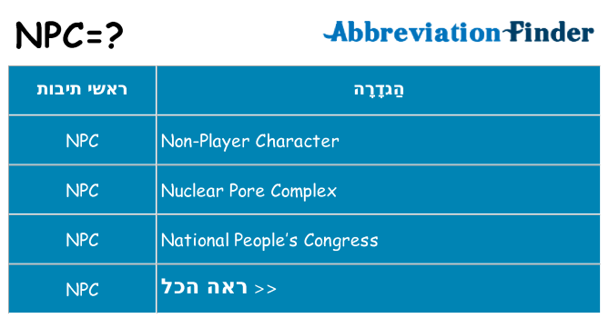 מה הפירוש npc