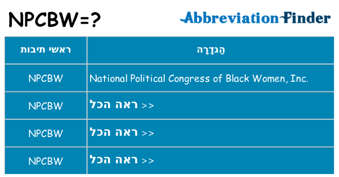 מה הפירוש npcbw