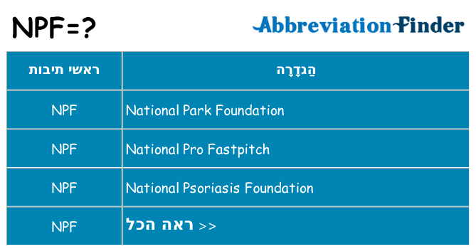 מה הפירוש npf