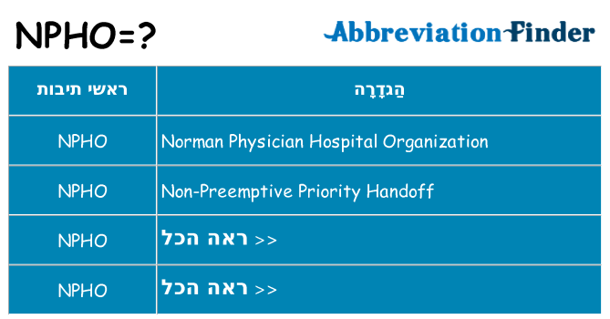 מה הפירוש npho