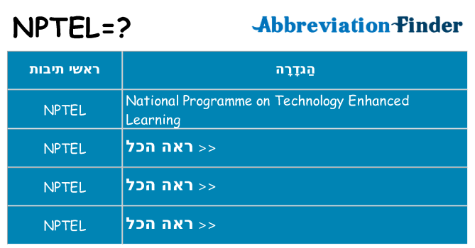 מה הפירוש nptel