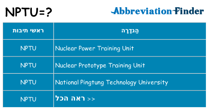 מה הפירוש nptu