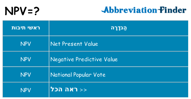 מה הפירוש npv