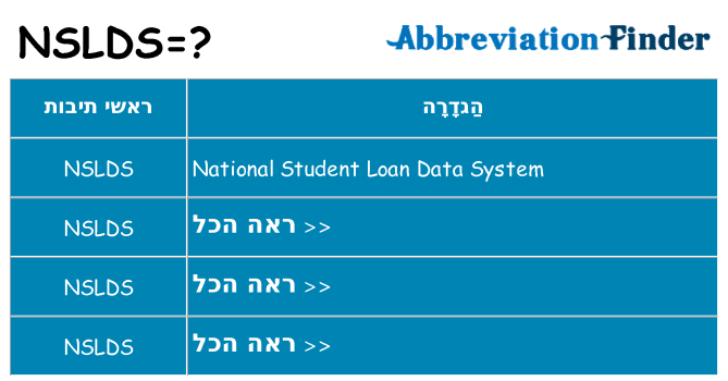 מה הפירוש nslds
