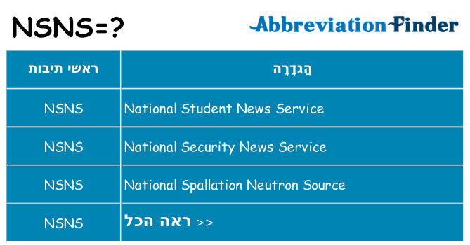 מה הפירוש nsns