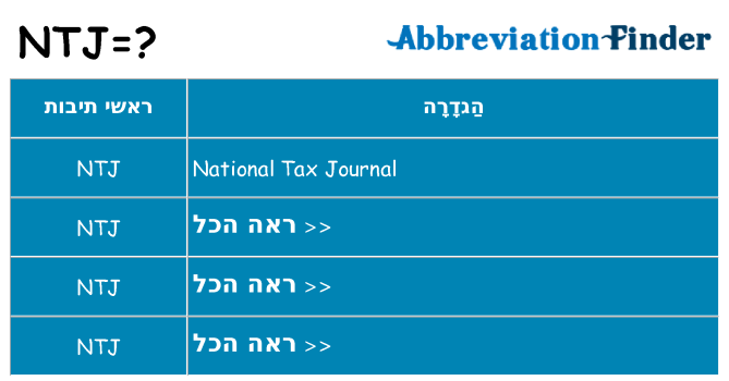 מה הפירוש ntj
