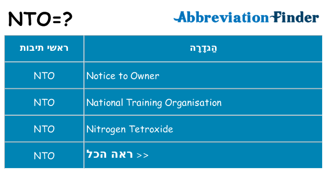 מה הפירוש nto