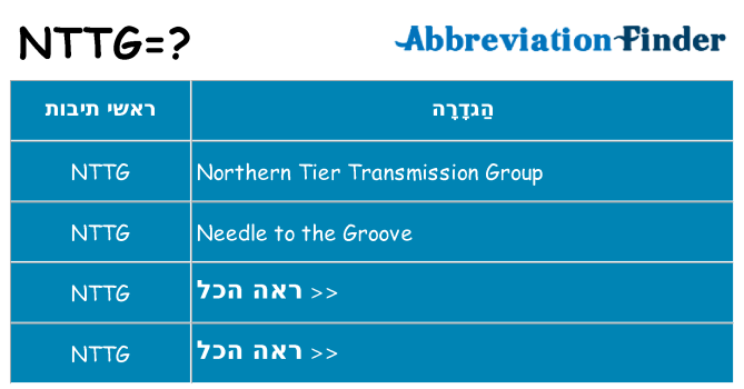 מה הפירוש nttg