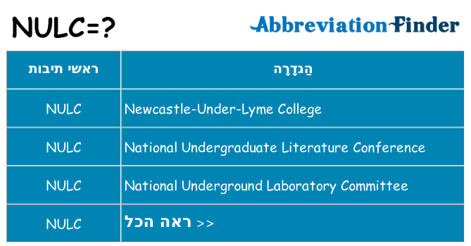 מה הפירוש nulc