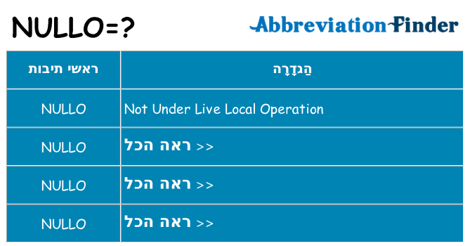 מה הפירוש nullo