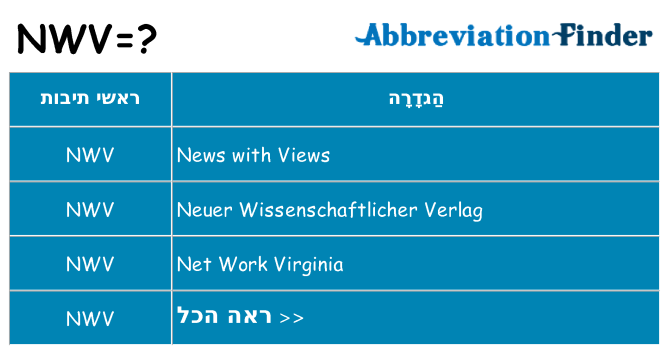 מה הפירוש nwv