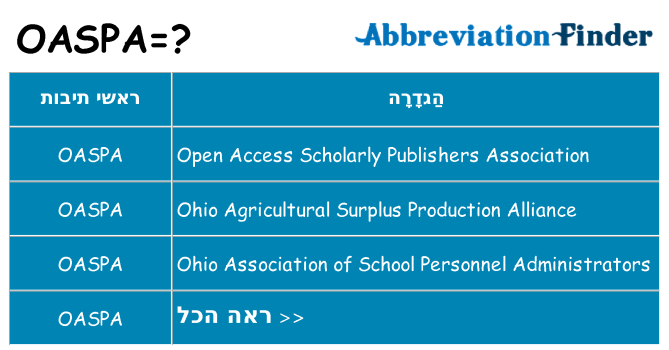 מה הפירוש oaspa