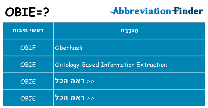 מה הפירוש obie